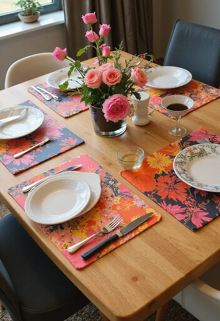 27 Dining Room Table Centerpiece Ideas That Pop - 27. Artistic Placemats