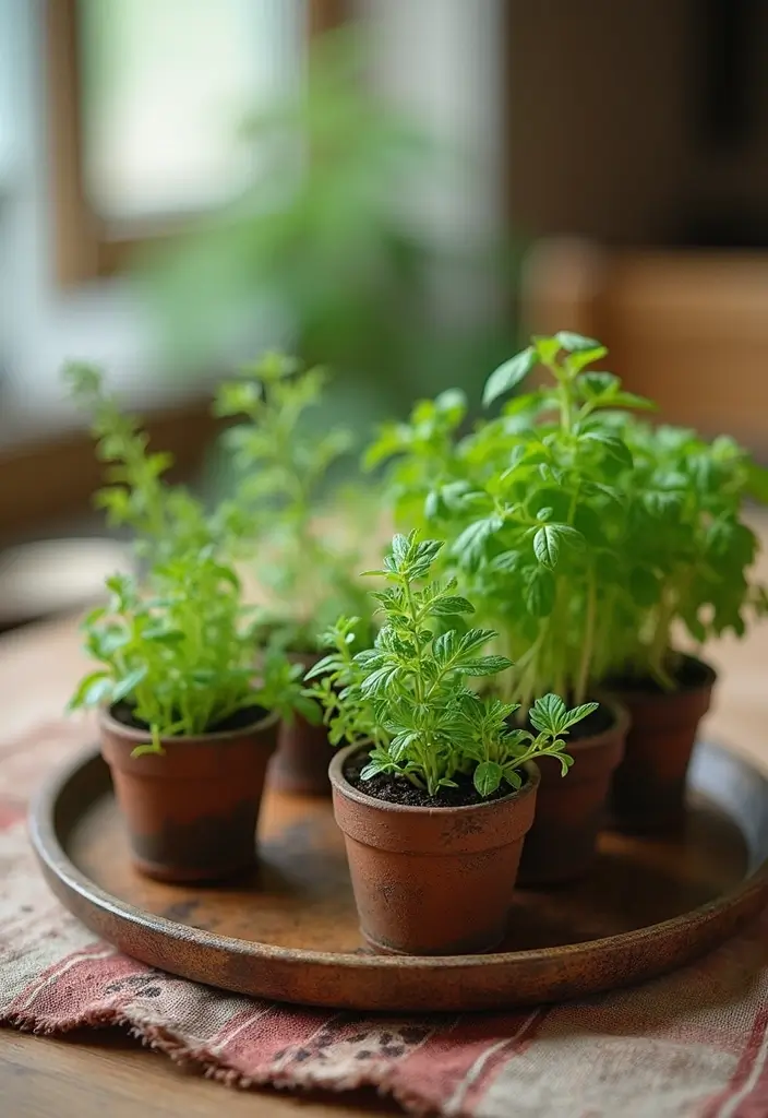 27 Dining Room Table Centerpiece Ideas That Pop - 9. Herb Garden Centerpiece
