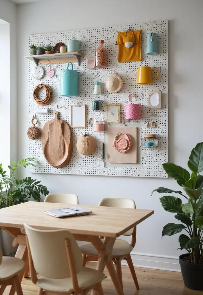 27 Dining Room and Office Combo Hacks That Save Space - 11. Pegboard Wall Organizer