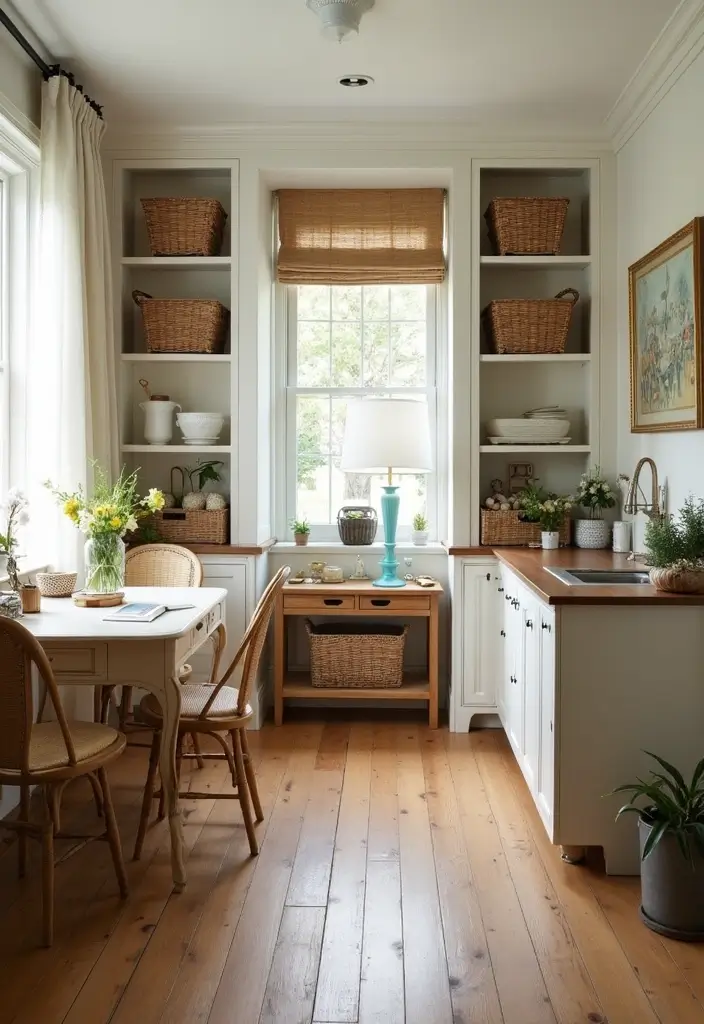 27 Dining Room and Office Combo Hacks That Save Space - 15. Use Decorative Baskets
