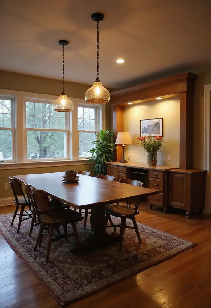 27 Dining Room and Office Combo Hacks That Save Space - 21. Use Lighting Wisely