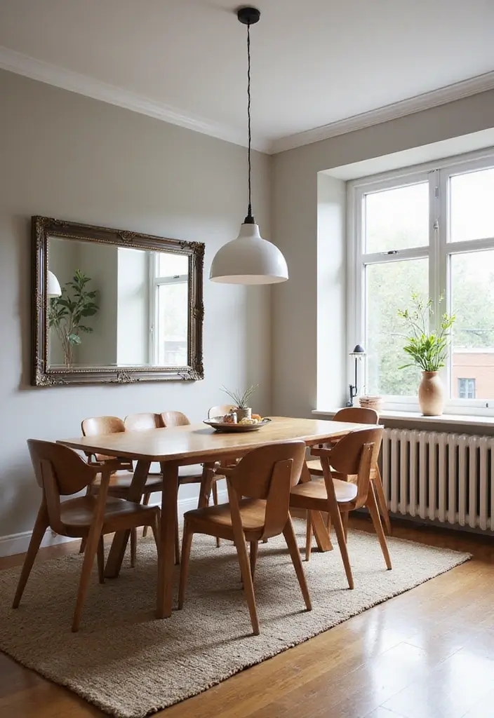 27 Dining Room and Office Combo Hacks That Save Space - 22. Use Mirrors to Create Illusion of Space