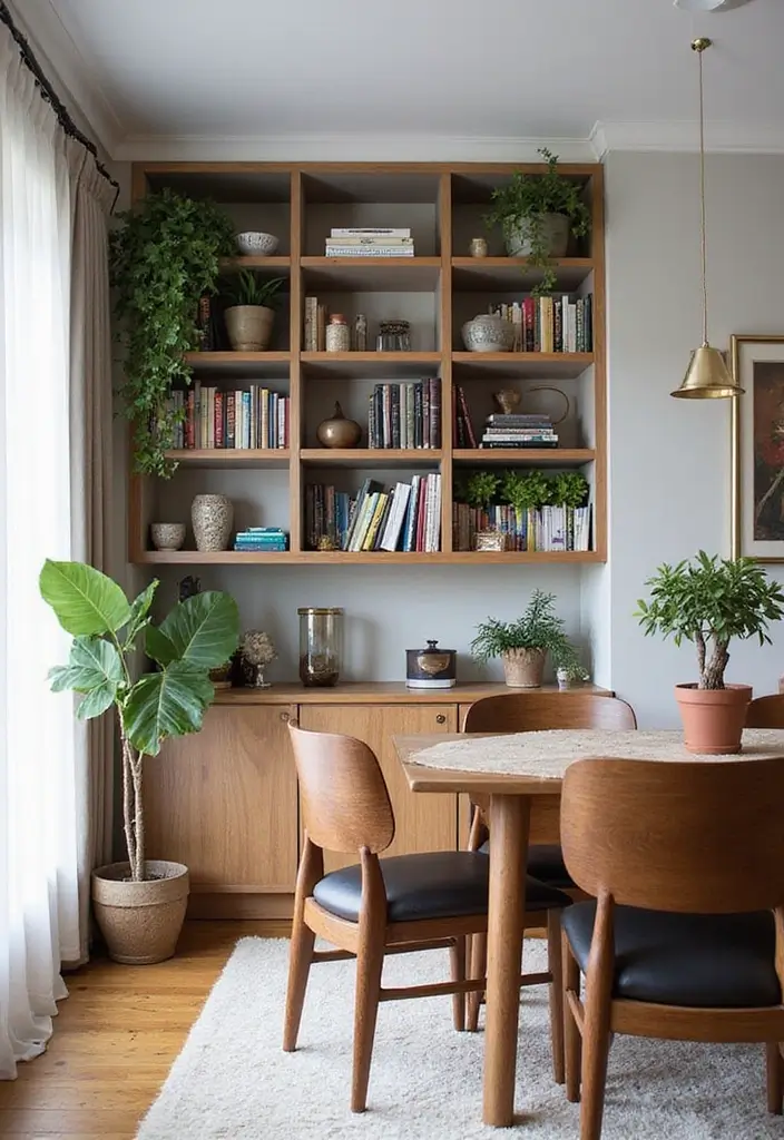 27 Dining Room and Office Combo Hacks That Save Space - 5. Bookshelf Room Divider
