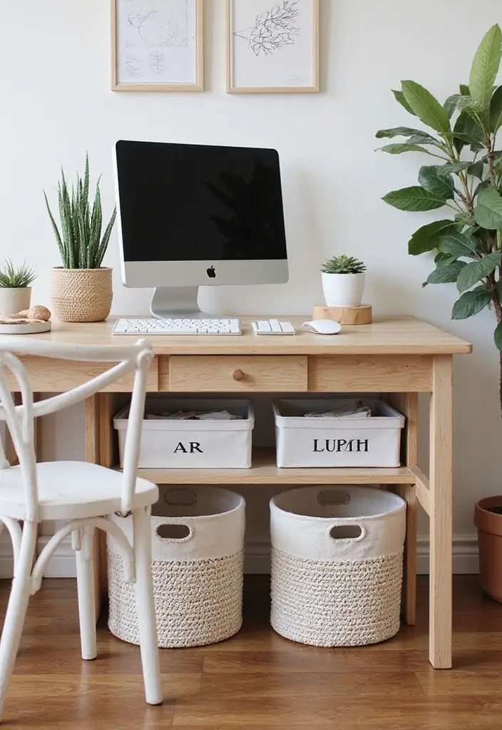 27 Dining Room and Office Combo Hacks That Save Space - 7. Under-Table Storage