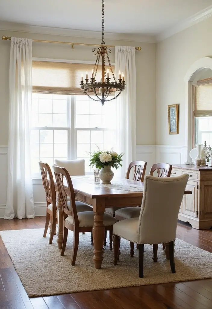 27 Farmhouse Dining Room Ideas for a Warm Rustic Look 25 27 Farmhouse Dining Room Ideas for a Warm Rustic Look - 25. Farmhouse-Inspired Window Treatments