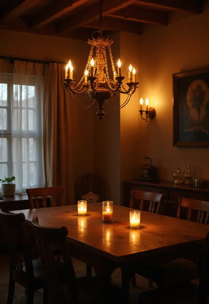 27 Farmhouse Dining Room Ideas for a Warm Rustic Look 3 27 Farmhouse Dining Room Ideas for a Warm Rustic Look - 3. Cozy Lighting Solutions