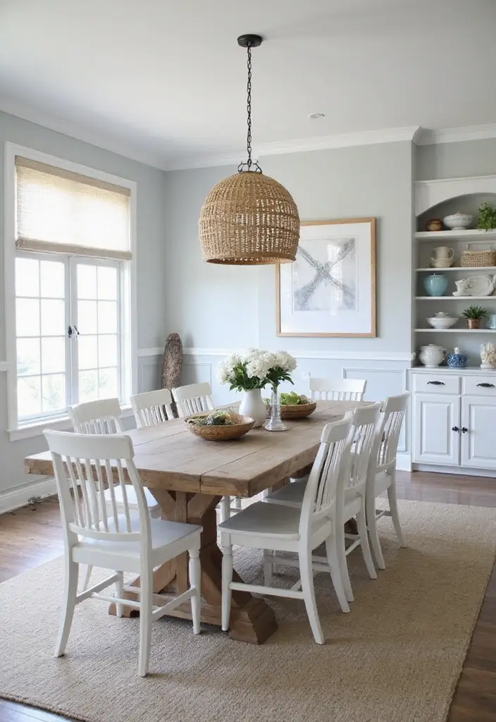 27 Grey Dining Room Designs That Feel Calm and Elegant - 15. Grey in a Coastal Setting