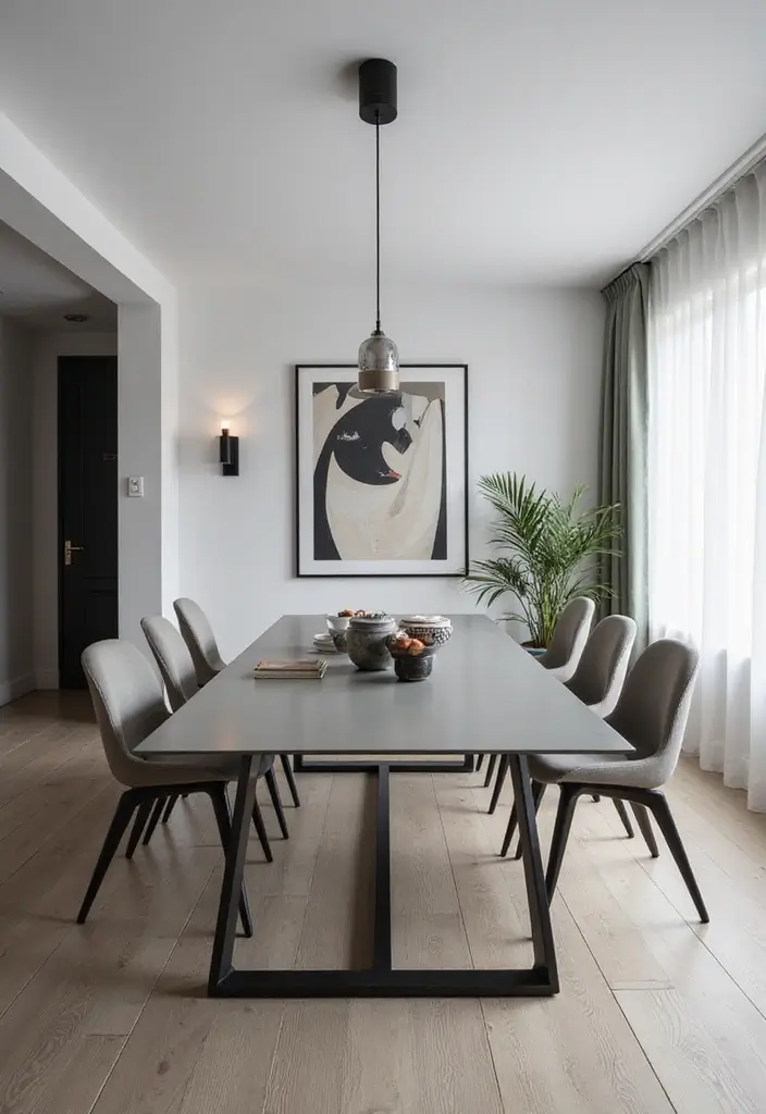 27 Grey Dining Room Designs That Feel Calm and Elegant - 18. Urban Grey Chic