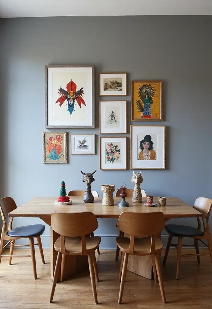 27 Grey Dining Room Designs That Feel Calm and Elegant - 20. Contemporary Grey Artistry