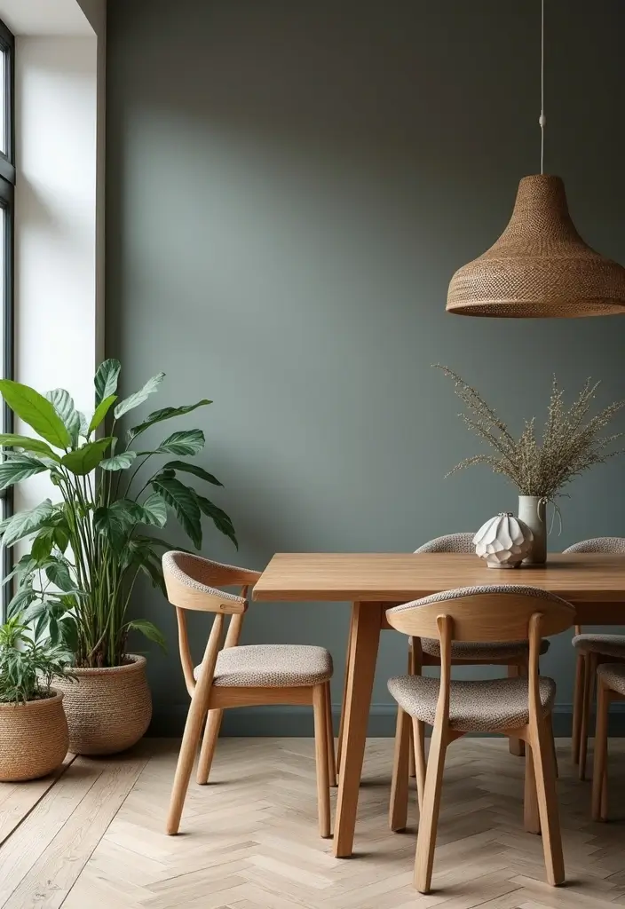 27 Grey Dining Room Designs That Feel Calm and Elegant - 21. Grey and Earthy Tones