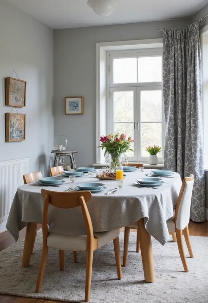 27 Grey Dining Room Designs That Feel Calm and Elegant - 22. Playful Grey Patterns