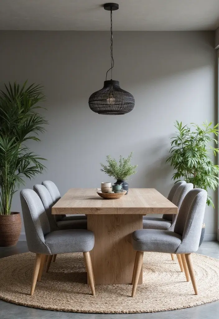 27 Grey Dining Room Designs That Feel Calm and Elegant - 25. Grey and Nature's Palette
