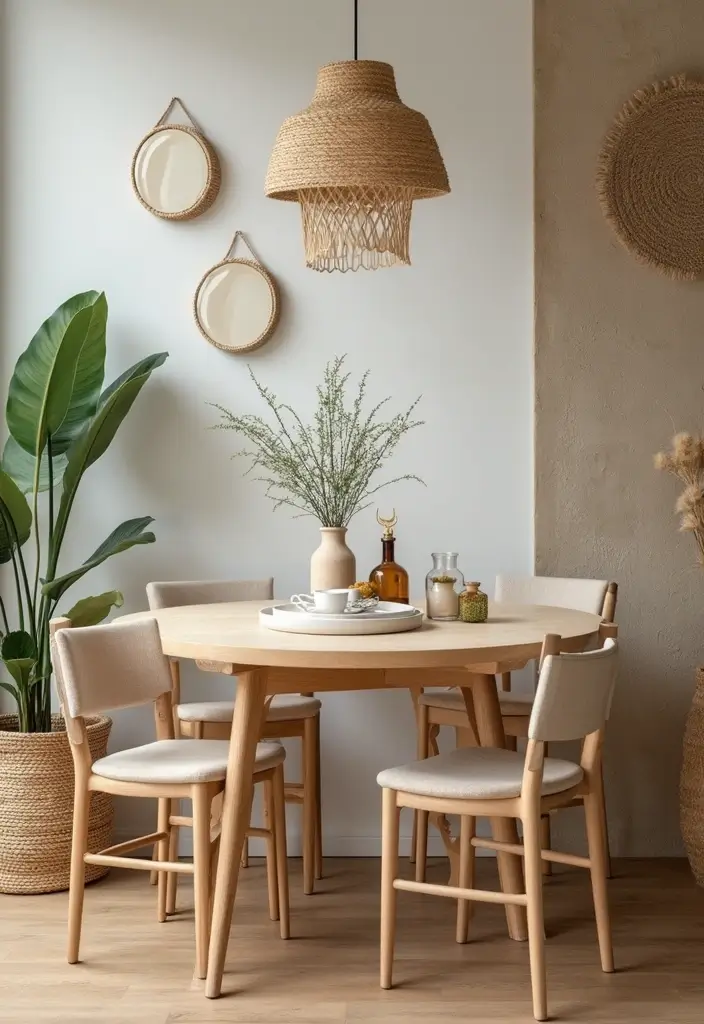 27 Round Dining Room Table Decor Ideas You’ll Want to Copy 21 27 Round Dining Room Table Decor Ideas You’ll Want to Copy - 21. Sustainable Decor Choices
