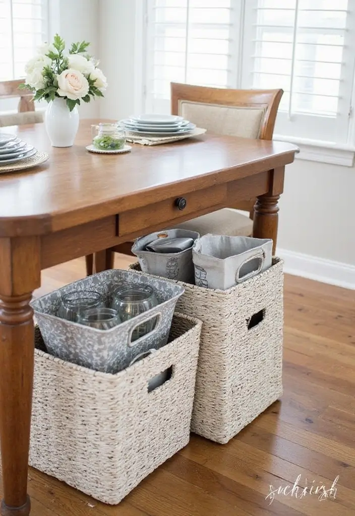 27 Small Dining Room Decor Hacks That Save Space - 10. Under-Table Storage Solutions