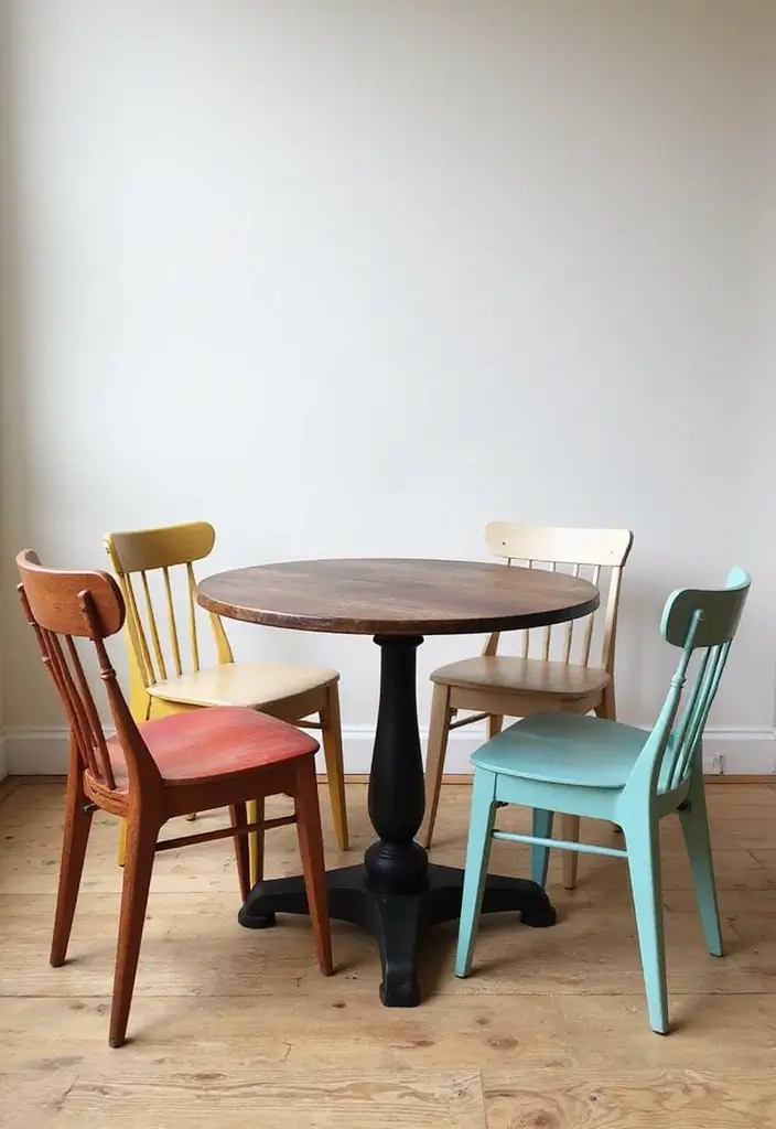 27 Small Dining Room Decor Hacks That Save Space - 19. Colorful Chair Mix