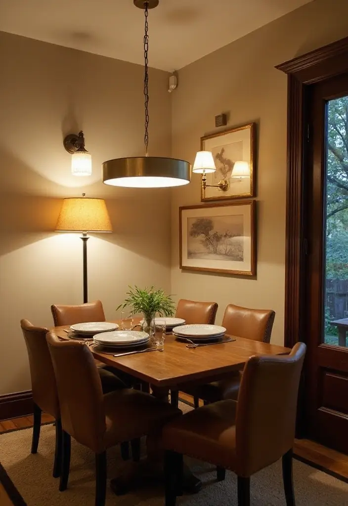 27 Small Dining Room Decor Hacks That Save Space - 21. Layered Lighting