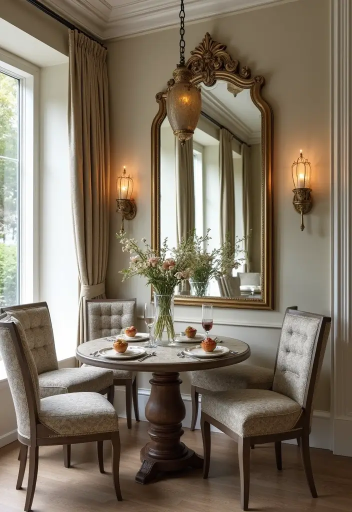27 Small Dining Room Decor Hacks That Save Space - 5. Use Mirrors to Create Illusion