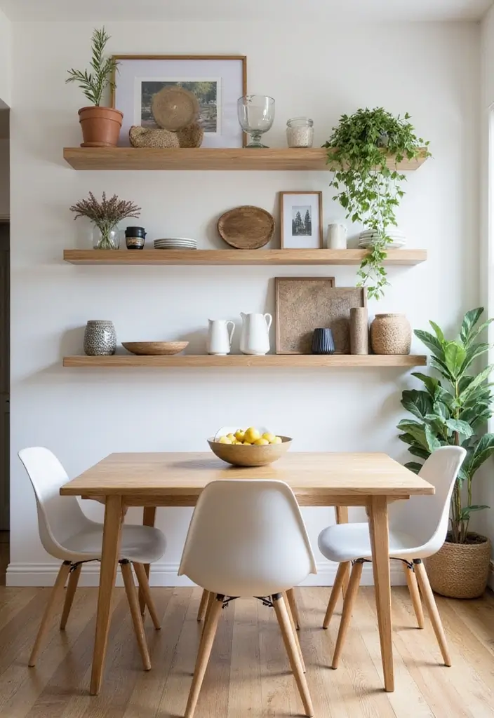 27 Small Dining Room Decor Hacks That Save Space - 8. Floating Shelves for Decor and Storage