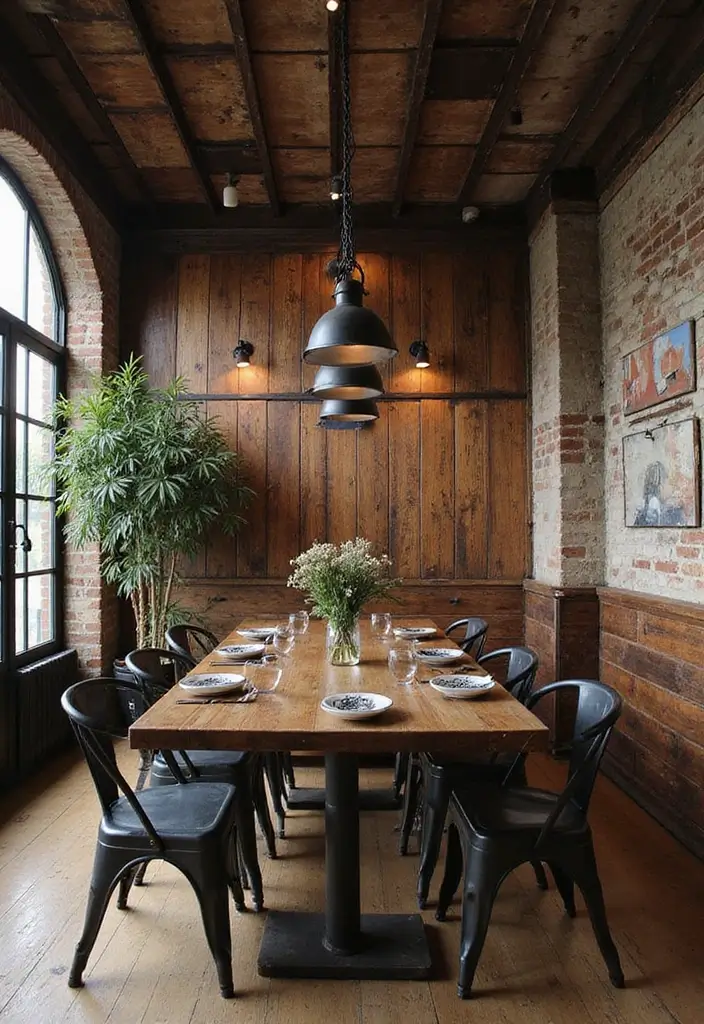 27 Vintage Dining Room Looks That Bring Back Charm - 26. Vintage Industrial Chic