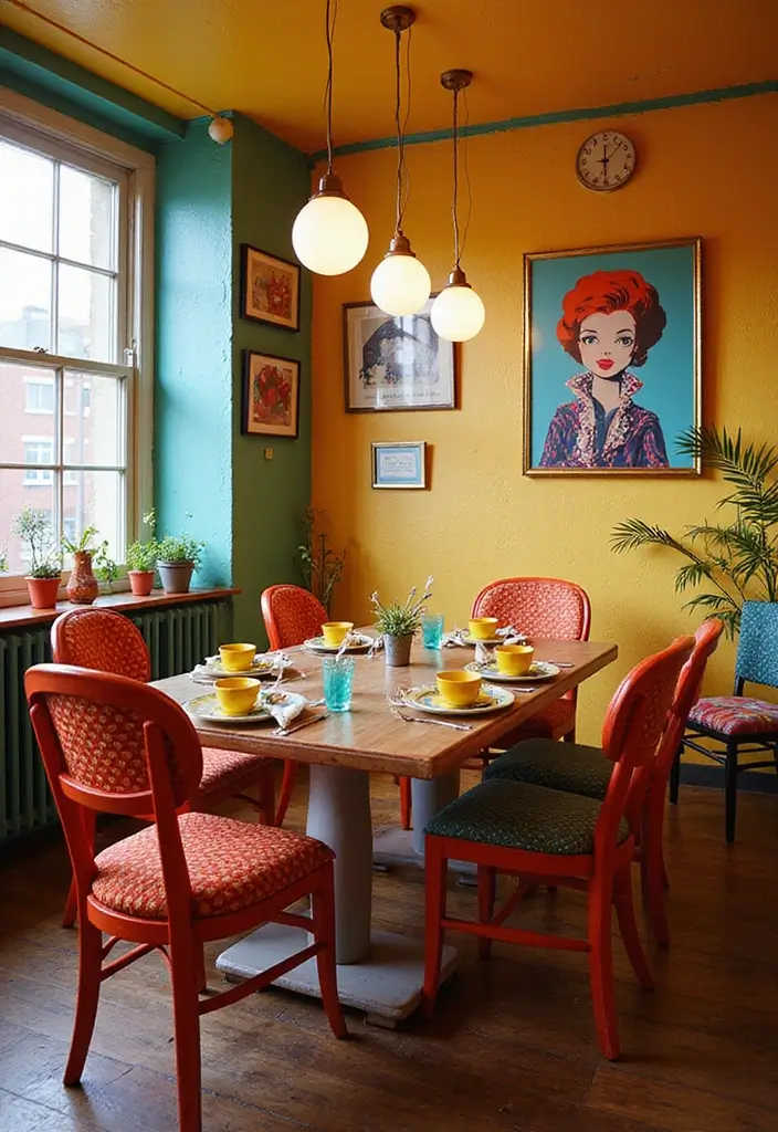 27 Vintage Dining Room Looks That Bring Back Charm - 3. Retro Pop Art