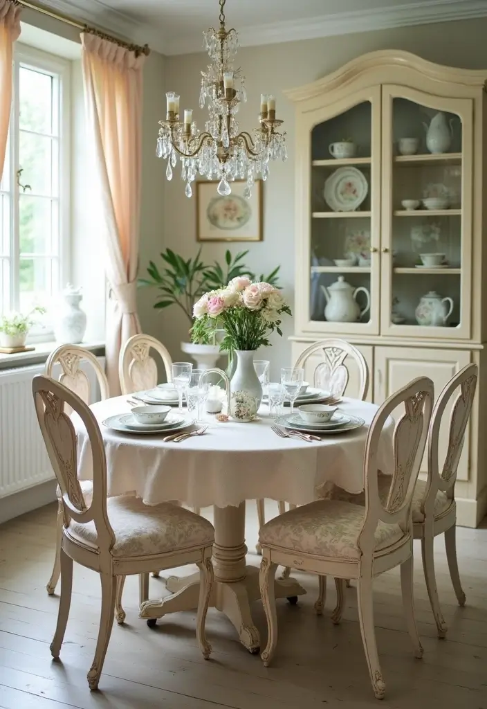 27 Vintage Dining Room Looks That Bring Back Charm - 5. Shabby Chic Charm