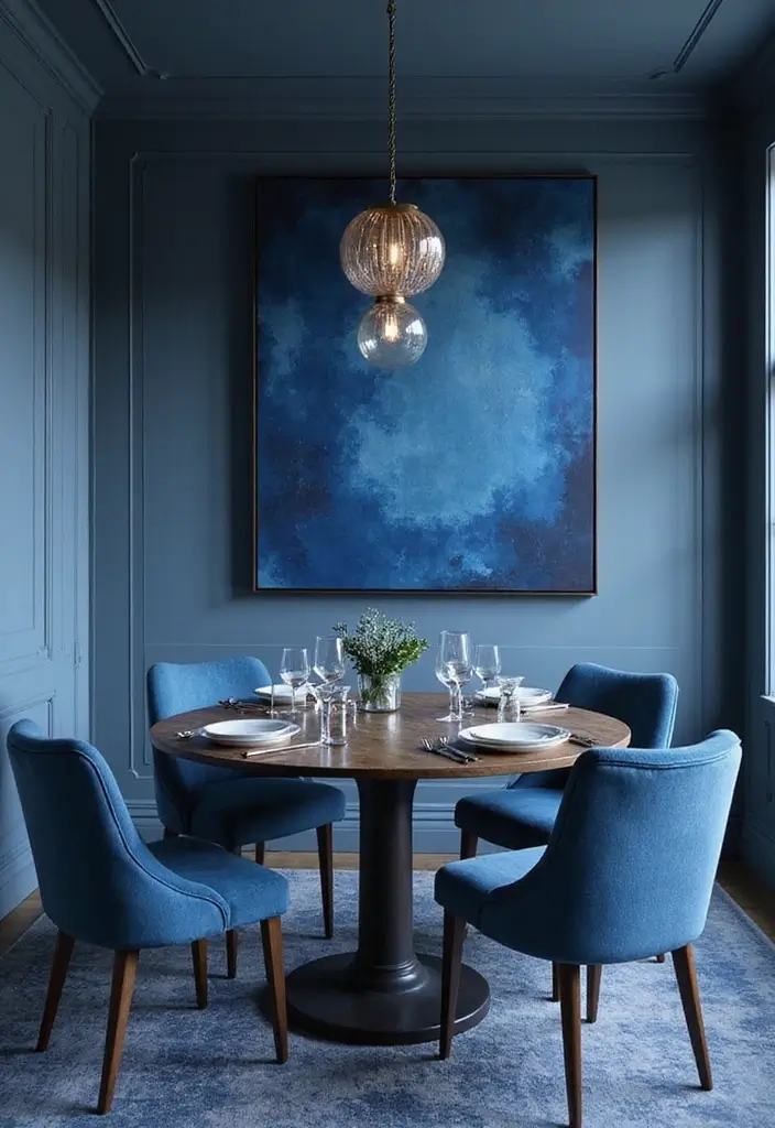 28 Blue Dining Room Styles That Balance Bold and Relaxing 17 28 Blue Dining Room Styles That Balance Bold and Relaxing - 17. Monochromatic Blue Theme