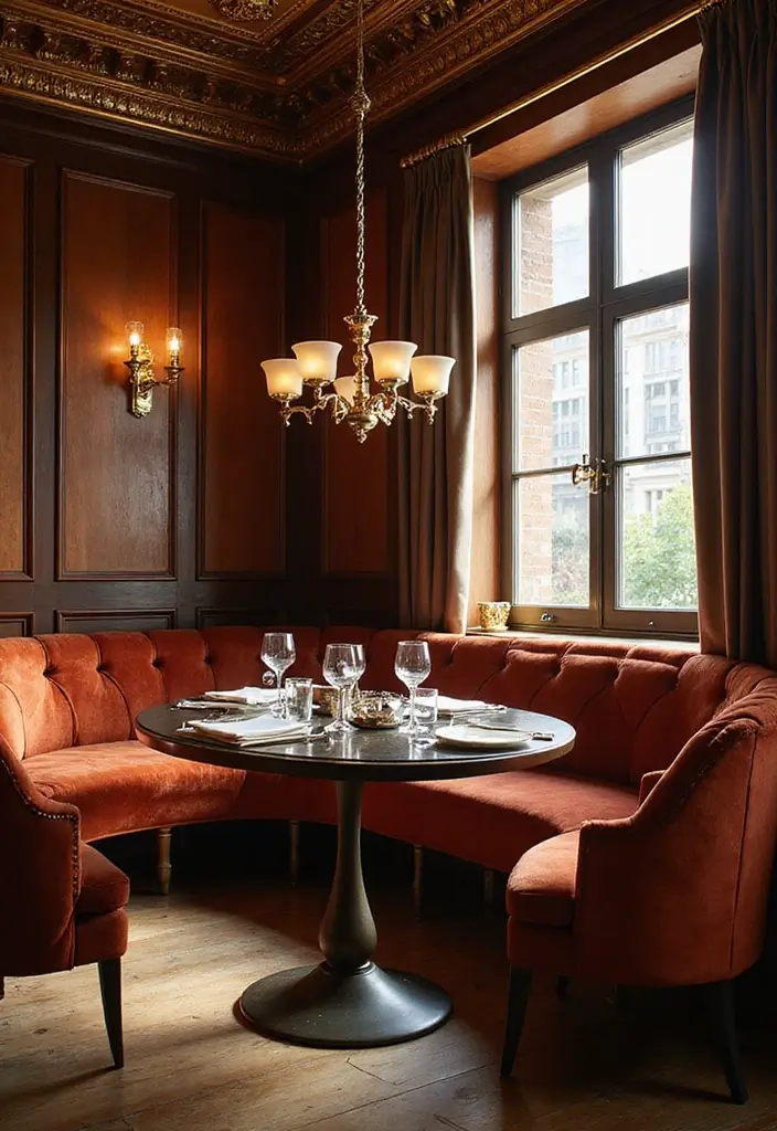 28 Dining Room Corner Ideas That Make the Most of Space - 25. Add a Touch of Glam