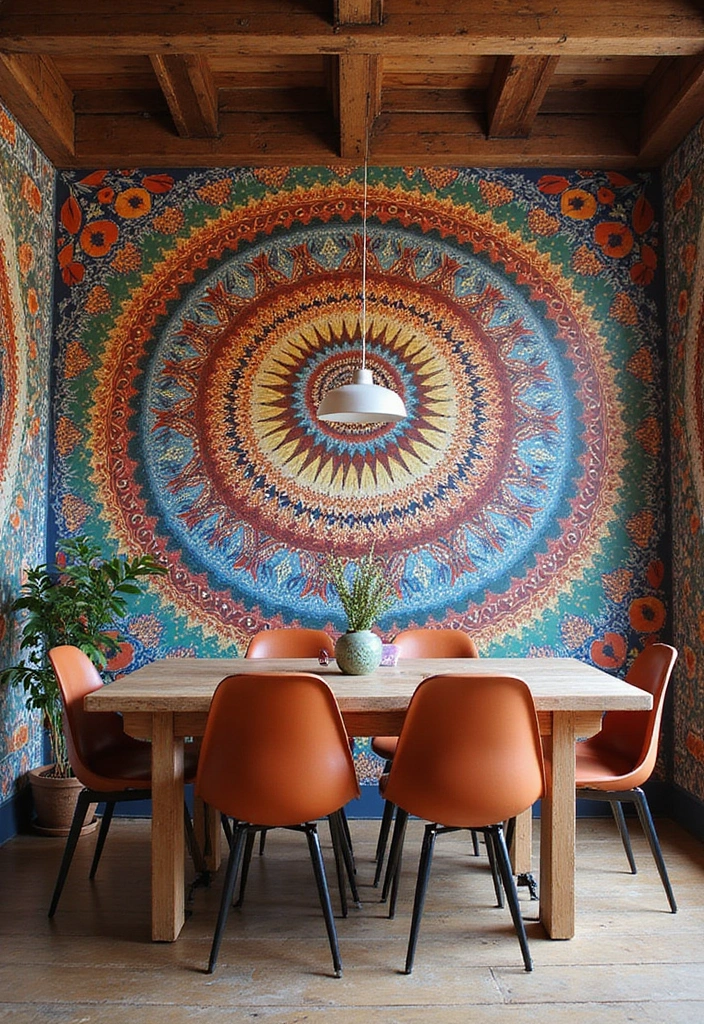 28 Dining Room Wall Decor Trends That Make a Statement 15 28 Dining Room Wall Decor Trends That Make a Statement - 15. Colorful Wall Murals