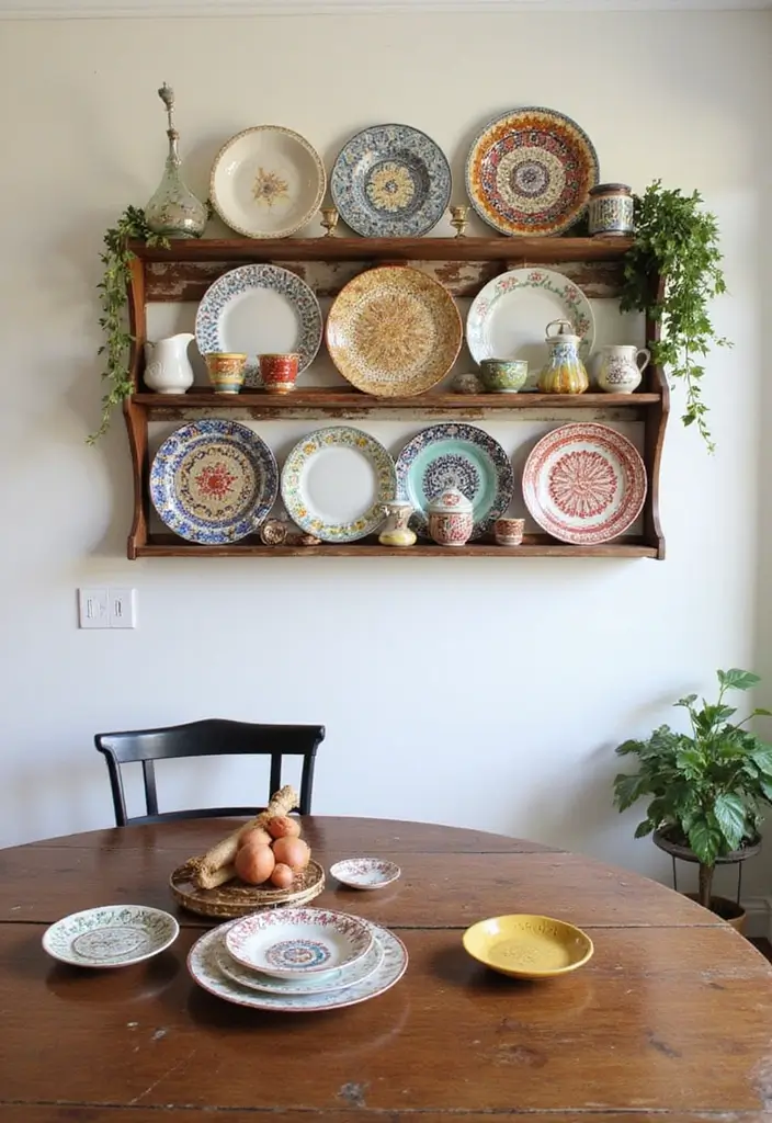 28 Dining Room Wall Decor Trends That Make a Statement 27 28 Dining Room Wall Decor Trends That Make a Statement - 27. Decorative Plates Rack