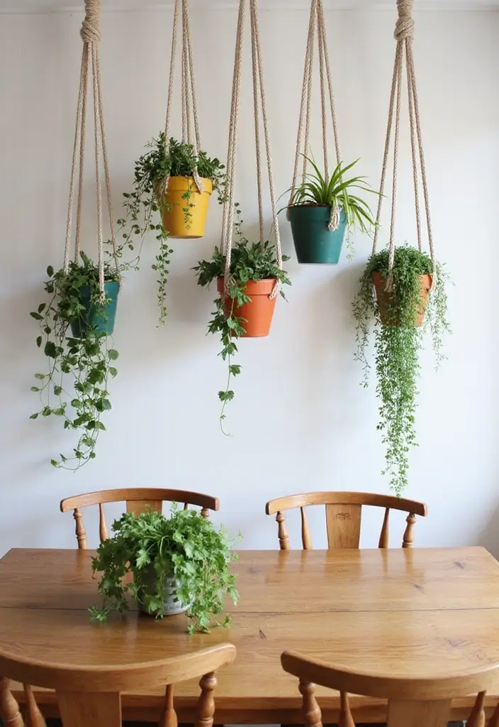 28 Dining Room Wall Decor Trends That Make a Statement 5 28 Dining Room Wall Decor Trends That Make a Statement - 5. Hanging Plants