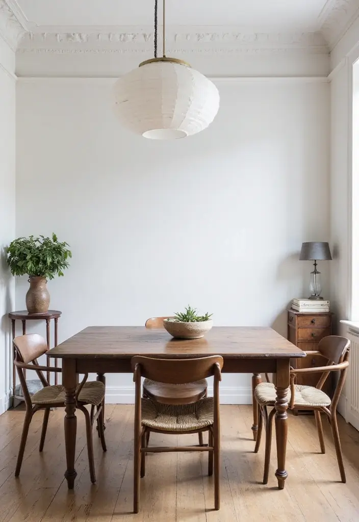 28 Minimalist Dining Room Designs That Feel Modern and Calm - 18. Vintage Accents
