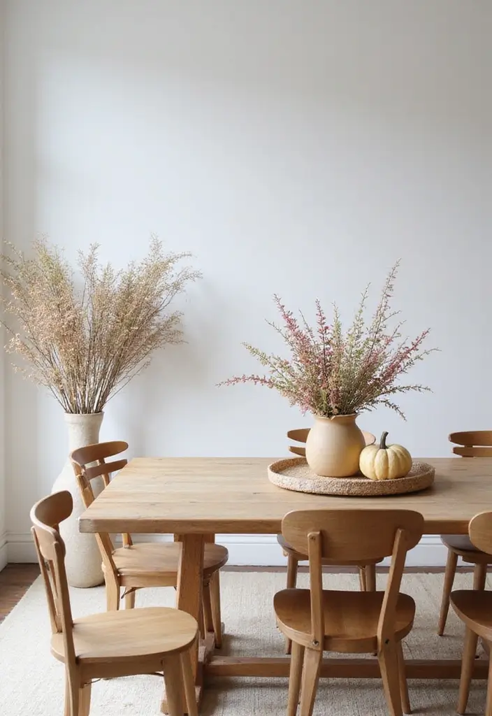 28 Minimalist Dining Room Designs That Feel Modern and Calm - 22. Seasonal Decor