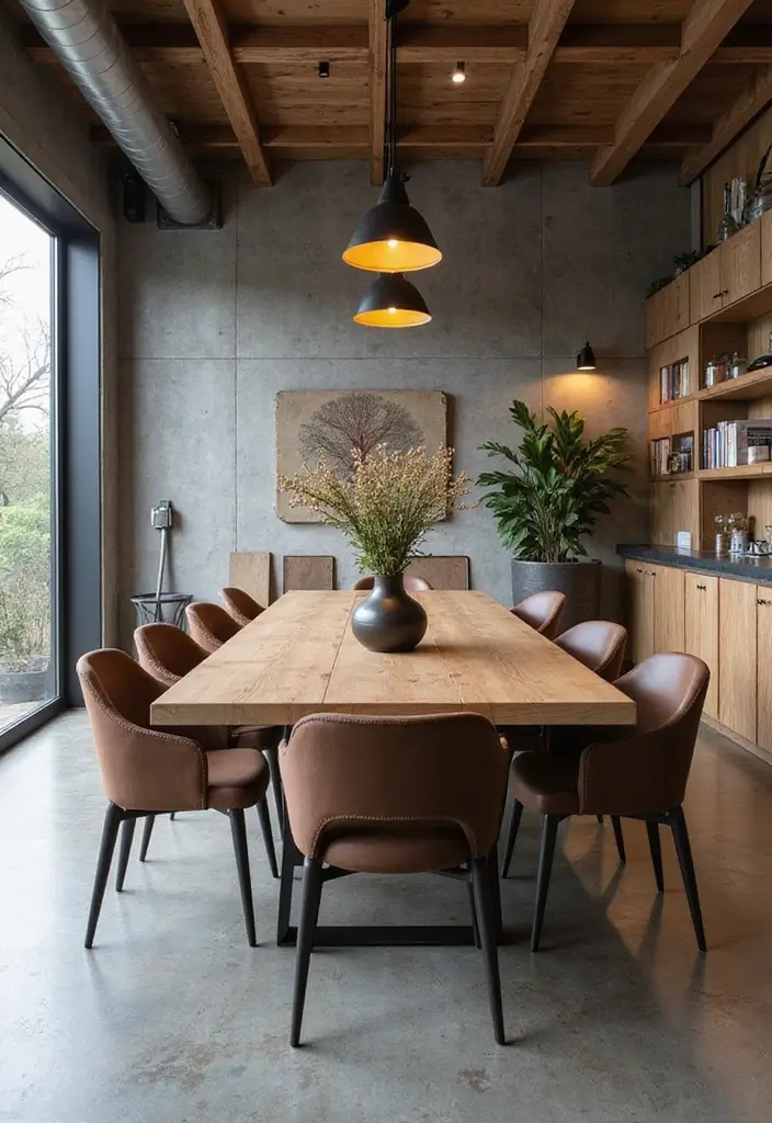 28 Modern Dining Room Ideas for a Sleek, Fresh Look - 19. Industrial Elements