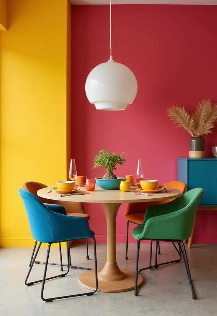 28 Modern Dining Room Ideas for a Sleek, Fresh Look - 3. Bold Color Accents