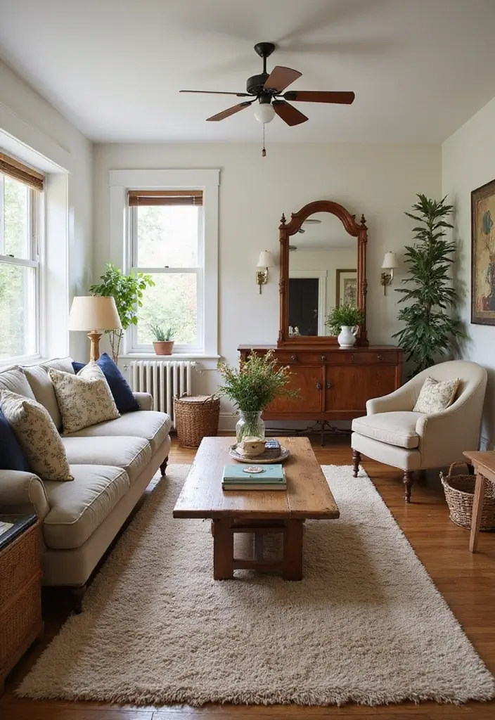 28 Open Concept Living Room and Dining Room Layouts That Work 16 28 Open Concept Living Room and Dining Room Layouts That Work - 16. Vintage Finds for Character