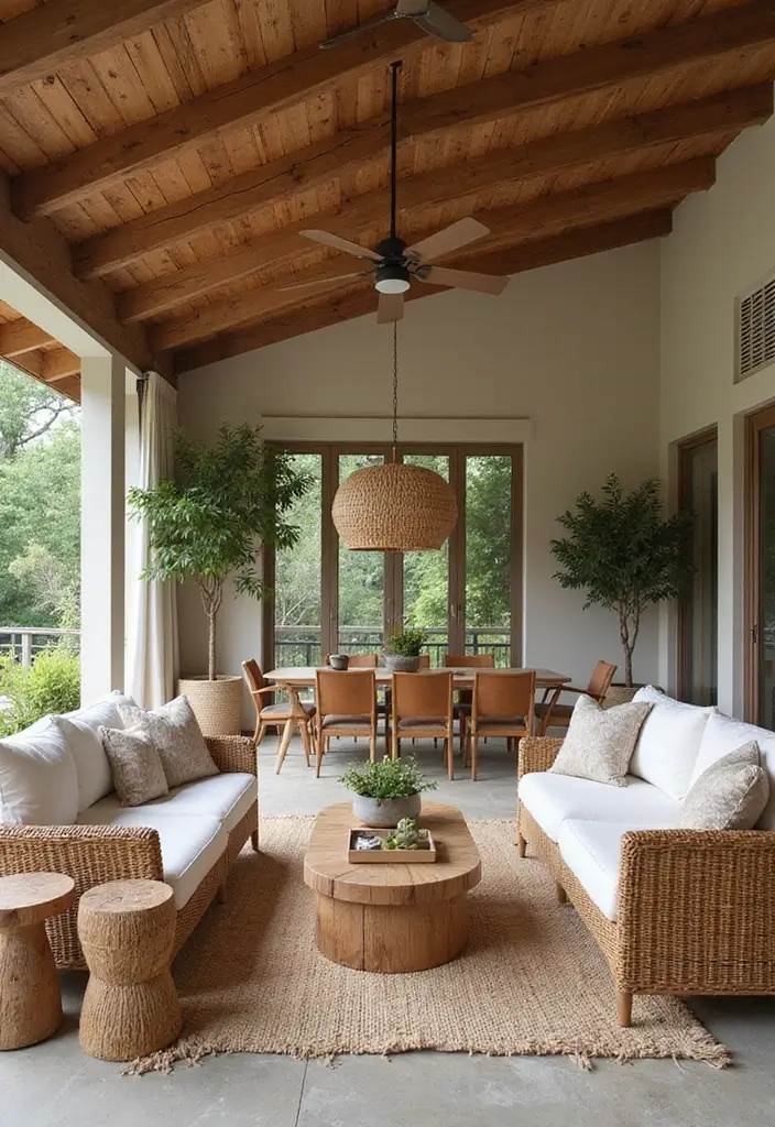28 Open Concept Living Room and Dining Room Layouts That Work 21 28 Open Concept Living Room and Dining Room Layouts That Work - 21. Outdoor-Inspired Decor