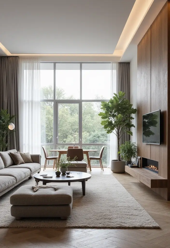 28 Open Concept Living Room and Dining Room Layouts That Work 3 28 Open Concept Living Room and Dining Room Layouts That Work - 3. Sleek Contemporary Furniture