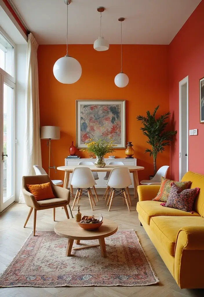 28 Open Concept Living Room and Dining Room Layouts That Work 5 28 Open Concept Living Room and Dining Room Layouts That Work - 5. Play with Color Blocking
