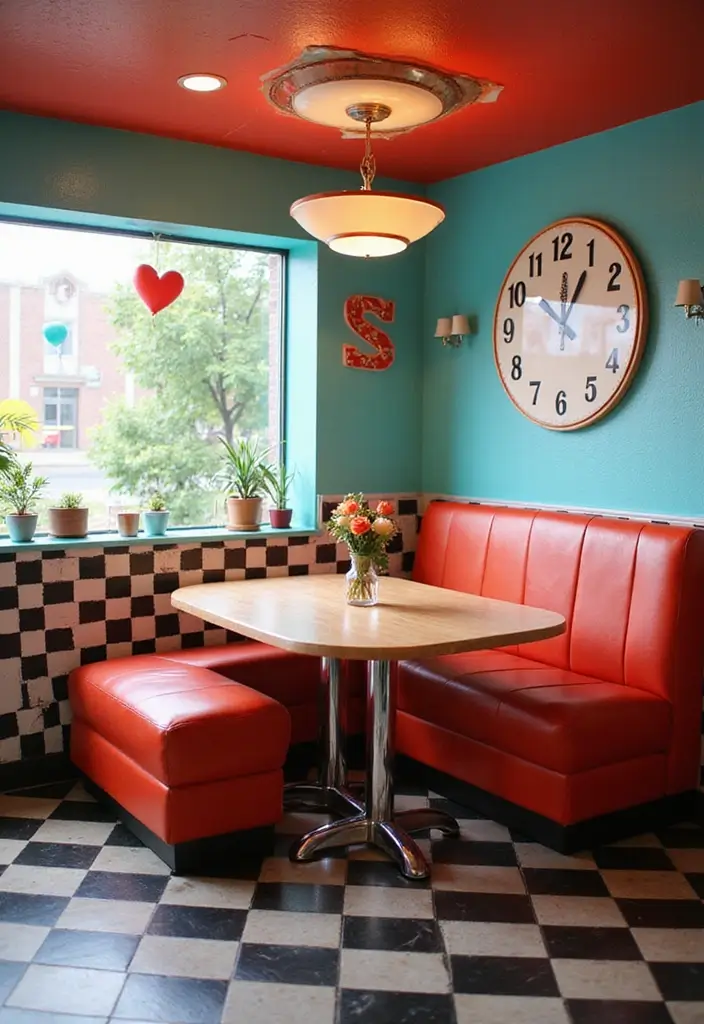 28 Stunning Decorating Dining Room Table Ideas for Any Season - 14. Retro Diner Vibes