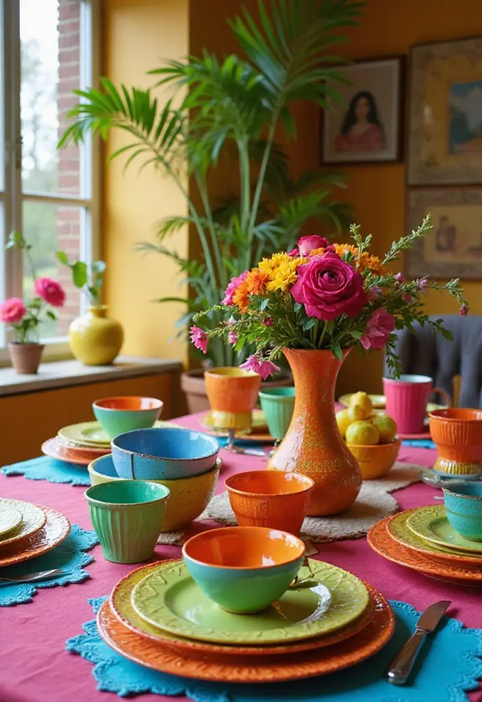 28 Stunning Decorating Dining Room Table Ideas for Any Season - 21. Color Pop with Bright Accents
