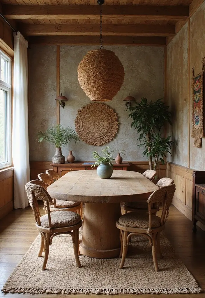 29 Boho Dining Room Styles That Feel Cozy and Eclectic - 10. Textured Wall Treatments