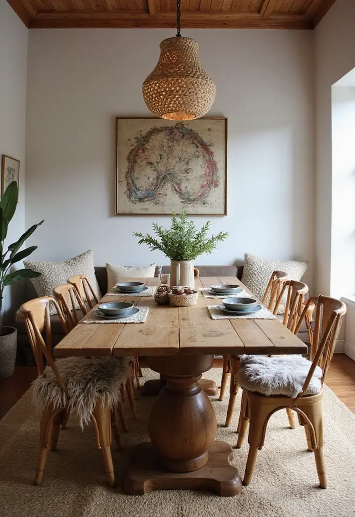 29 Boho Dining Room Styles That Feel Cozy and Eclectic - 23. Soft Furnishings for Comfort