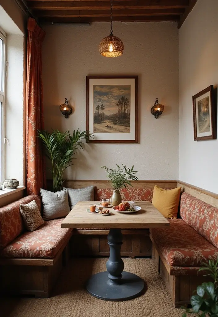 29 Boho Dining Room Styles That Feel Cozy and Eclectic - 26. Cozy Corners for Additional Seating