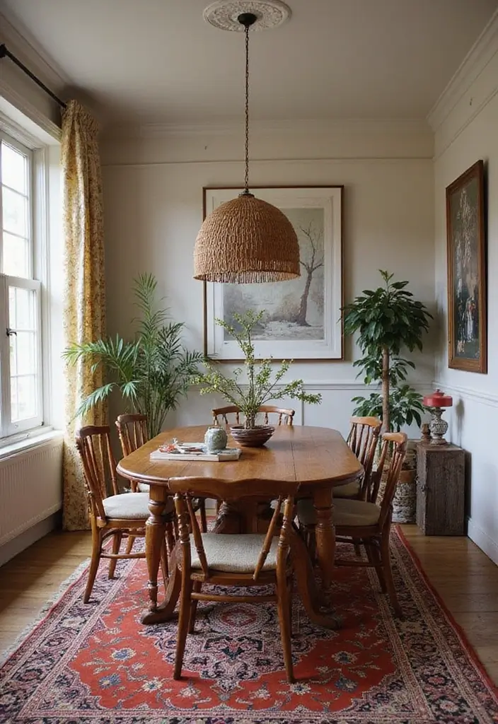 29 Boho Dining Room Styles That Feel Cozy and Eclectic - 28. Statement Decor Pieces