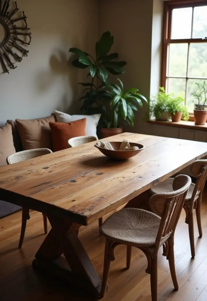 29 Boho Dining Room Styles That Feel Cozy and Eclectic - 4. Unique Dining Table Designs