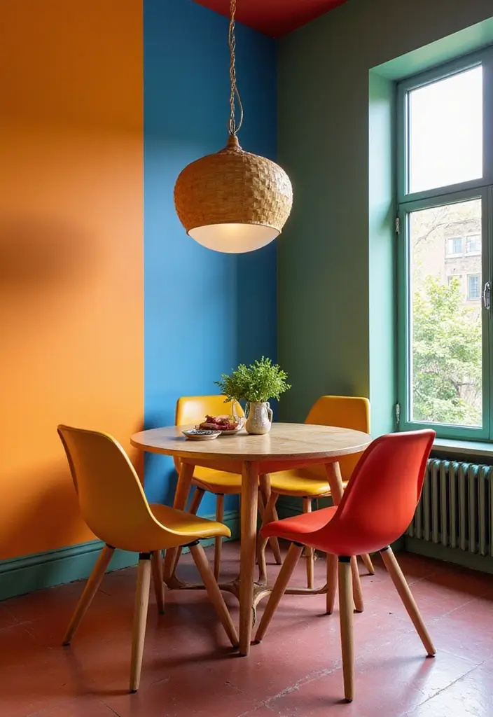 29 Contemporary Dining Room Styles That Feel Fresh - 6. Color-Blocked Dining