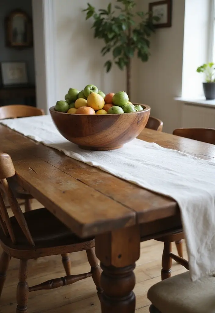 29 Cottage Dining Room Inspirations That Feel Homey - 1. Farmhouse Dining Table Centerpiece