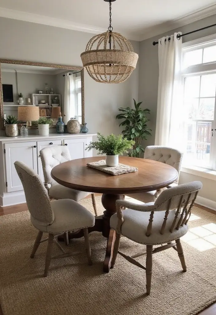 29 Cottage Dining Room Inspirations That Feel Homey - 19. Farmhouse Style Decor