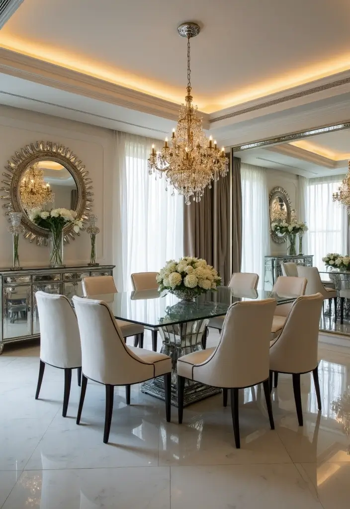 29 Dining Room Decoration Tricks to Refresh Instantly 17 29 Dining Room Decoration Tricks to Refresh Instantly - 17. Reflective Surfaces