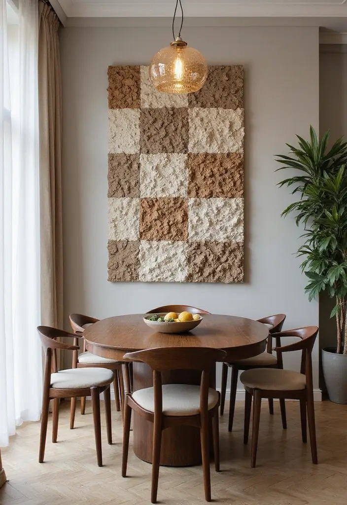 29 Dining Room Ideas That Instantly Upgrade Your Home - 27. Textured Wall Art